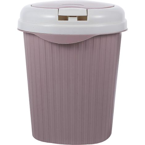 Petit bac de rangement rose compatible avec les poubelles domestiques en plastique. (1/5)