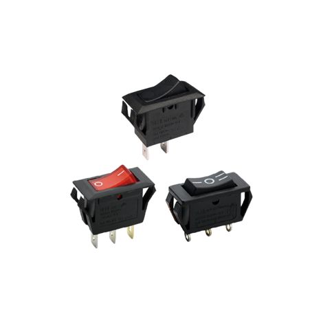 Bouton bascule rouge lumineux 250V 12,2x27,2mm, unipolaire 1NO / 090 647