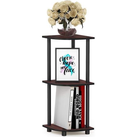 Étagère Polyvalente pour Présentoir d'Angle à 3 Niveaux, Cerise Foncé/Noir (1/5)