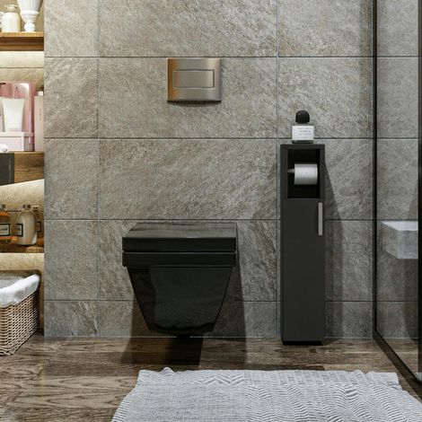 Colonne WC anthracite 1 porte et dérouleur papier MARFA (1/5)