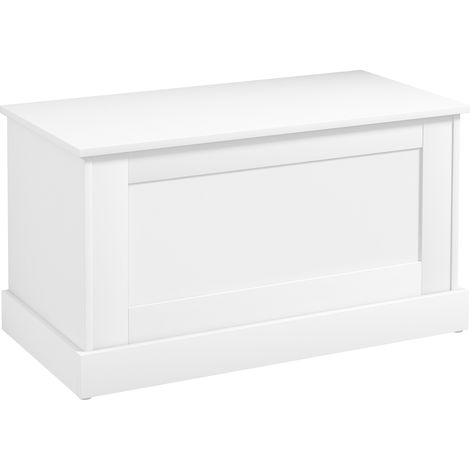 Coffre Cedwyn Rangement Bois Blanc Grand Espace Siège Stable 80x40x45 cm (1/5)