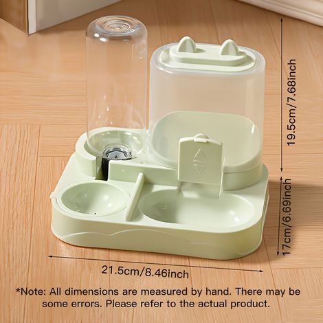 Distributeur automatique 2 en 1 de nourriture et d'eau pour chats, avec séparation aliments secs/humides, vert foncé.-AquaForge (1/5)