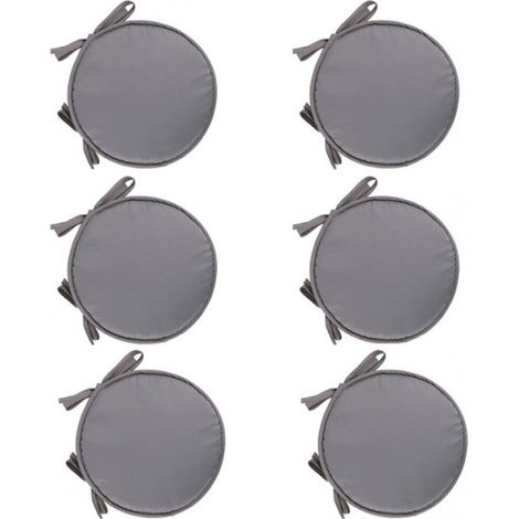 6 coussins de siège ronds - coussin de chaise antidérapant en mousse - coussin de pique-nique extérieur - coussin de siège intérieur et extérieur avec sangles pour jardin, terrasse, bureau, café - 30 (1/5)