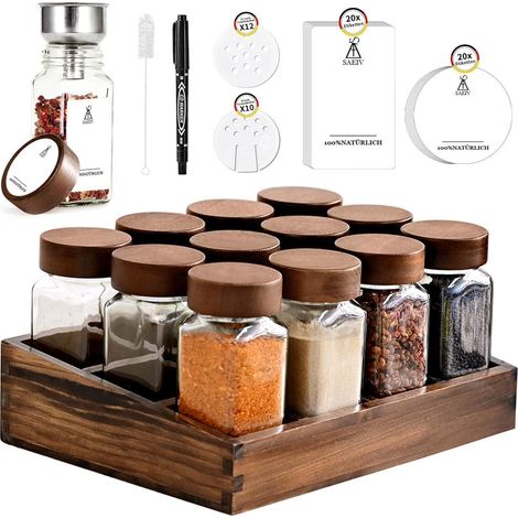 SAEIV Gewürzregal stehend & Wand mit 24 Gewürzgläser 120ml (1/5)