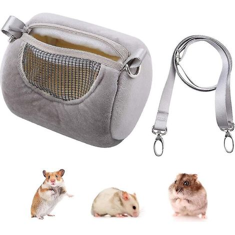 Sac pour hamster nain, sac cylindrique portable et chaud pour l'extérieur avec bandoulière (1/3)