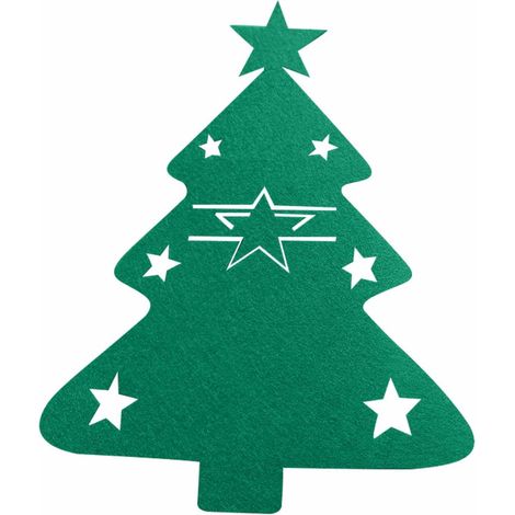Set Couverts Arbre De Noël - Housse Couverts En Coton Naturel - Décoration Table Fêtes - Pour Salle À Manger Chambre D Enfant - Lot De 6