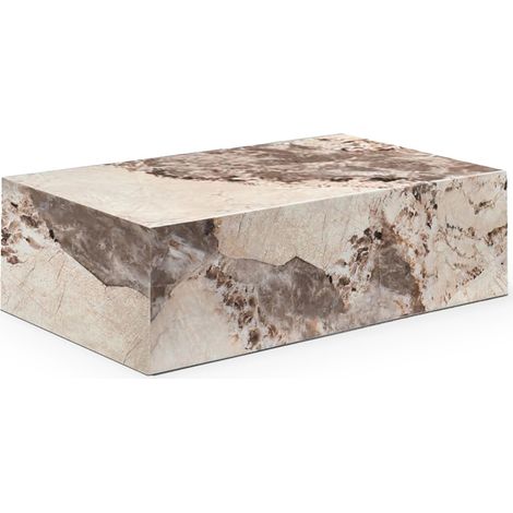Mobilier Deco – Table basse rectangulaire en marbre d'ingénierie beige et marron – Design moderne pour salon – Dimensions 120x60cm – Style contemporain (1/5)