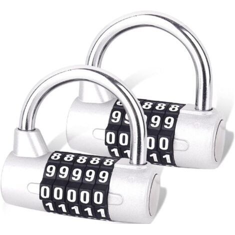 Combinaison à 5 Chiffres, Cadenas de Gymnase, Serrure à Combinaison Remplaçable, Adaptée aux Casiers d'École, Boîtes à Outils, Argent (2 Pièce) (1/5)