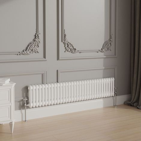NRG White Traditional Cast Iron Style Radiator Central Heating Rads Horizontal 2 Column 300x1460mm (1/3)
