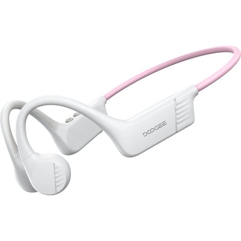 Auriculares de conducción ósea, 10 horas de autonomía, diseño resistente al agua, color blanco y rosa. (1/2)
