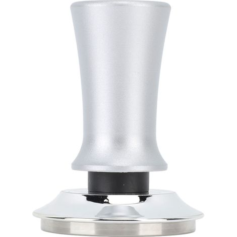 Tamper à Café 58mm Acier Inoxydable Design Équilibré Poignée Élastique Fond Plat Argenté pour Machine Expresso (1/5)