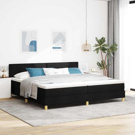 Boxspringbett mit Kissen Schwarz 200 x 200 cm Stoff (1/5)
