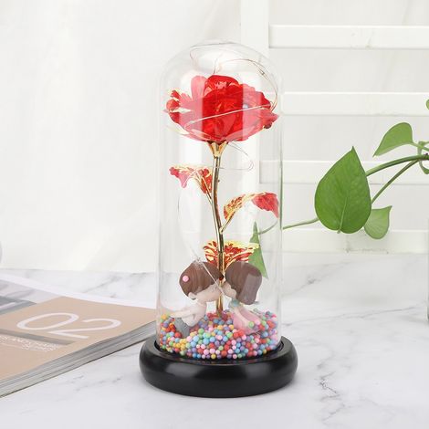 Innovative romantische Rosenlampe, LED-Blumenlicht, Geschenk für Hochzeit, Geburtstag, Valentinstag, Rot (1/5)