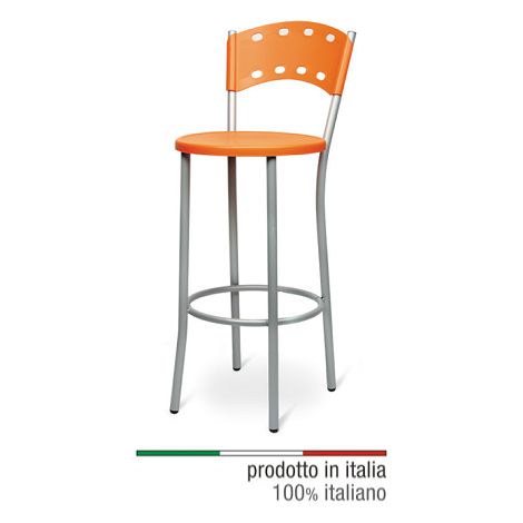 Sgabello Maiarca con Seduta e Schienale in Plastica Colore Arancione (1/2)