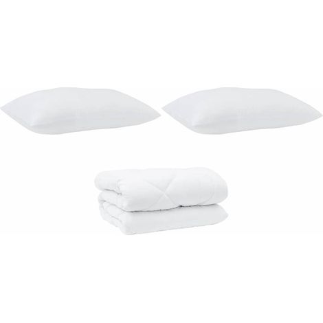 Couette avec Oreillers 3 pcs,Duvet Blanc Microfibre et Plumes D'oie CFW82949 (1/5)