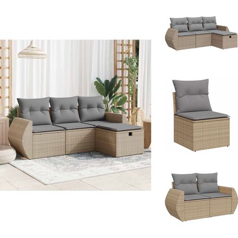 Salon de jardin avec coussins 4 pcs beige résine tressée - Ensemble De Canapés De Jardin - Ensembles De Canapés De Jardin - Ensemble De Canapés D'extérieur - Salon De Jardin (1/5)