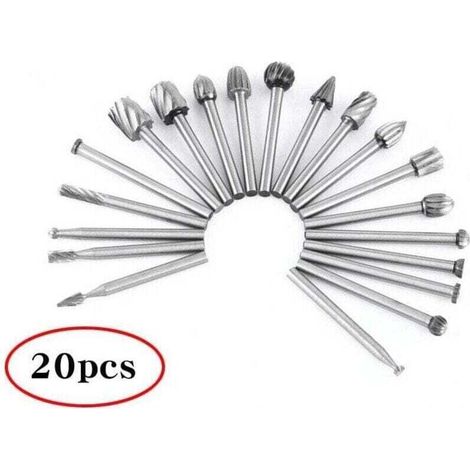 Utensile rotante - 20 frese per legno in acciaio ad alta velocità con testa svasata e gambo da 2 mm, XU, 35 mm / Accessorio per utensili rotanti per la lavorazione del legno e l'intaglio --Crezuo
