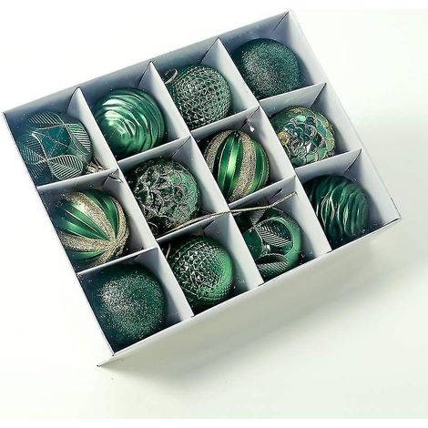 12 boules de Noël vertes pour décoration de sapin de Noël (1/4)