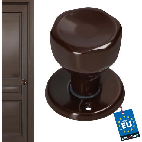 Bouton de Porte Tournant Marron Quincaillerie de Porte Poignée Acier Laqué 1 pièce Partie Supérieure Durable (1/5)