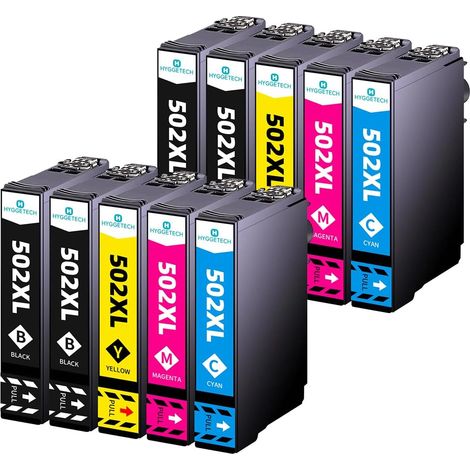 502xl Lot de 10 Cartouches d'encre compatibles pour 502XL Expression Home XP-5105 XP-5100 XP5105 Workforce WF-2860DWF WF-2865DWF WF-2860 (1/5)