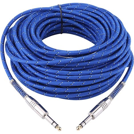 Câble audio stéréo 6,35mm mâle-mâle pour guitare électrique et table de mixage 20 mètres (1/2)