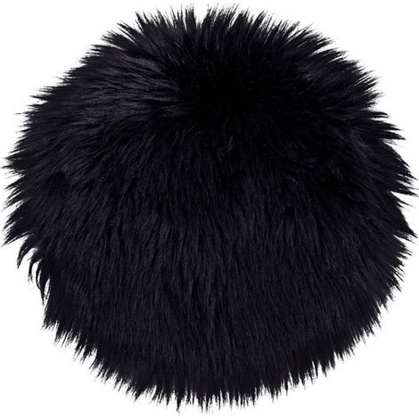 Coussin de siège rond en peau d'agneau artificielle noire Ø 35 cm