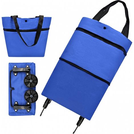 Carrello della spesa pieghevole 3 in 1 - Carrello della spesa - Borsa a tracolla - Borsa con ruote - Extra grande e resistente - Leggero - Pieghevole (1/5)
