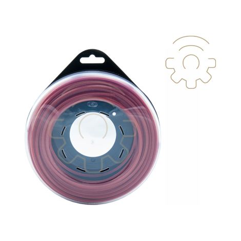 Fil nylon Alumade rouge 25 mt pour dA broussailleuse A  section carrA e de 4,0 mm fabriquA e en Italie