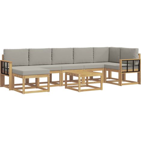 Outdoor-Sofagarnitur 8 Stk. Weiß und Hellgrau vidaXL (1/5)