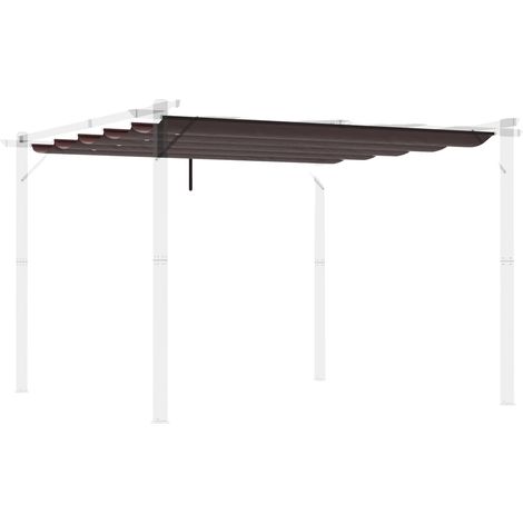 Couverture de Pergola Rétractable, Tissu en Polyester, Protection UV, Chocolat, 250x255 cm-b (1/2)