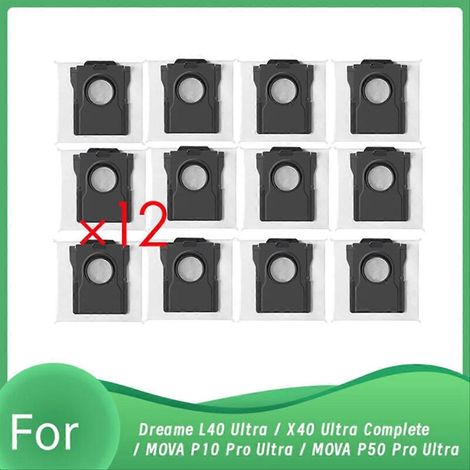 Lot de 12 sacs à poussière pour Dreame L40 Ultra / X40 Ultra Complete / MOVA P10 Pro Ultra / MOVA P50 Pro Ultra (1/5)