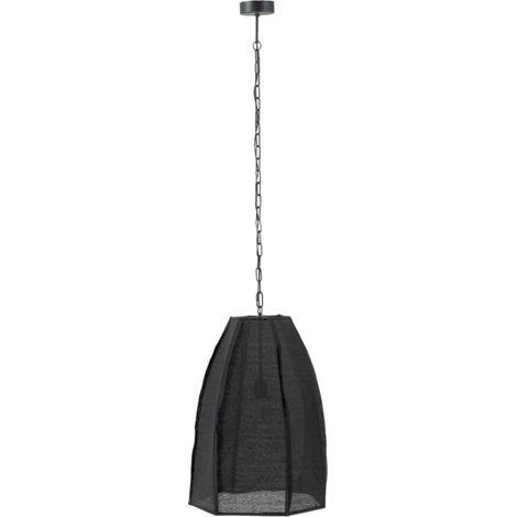 Lampe Suspension en Lin "Poire" 173cm Noir (1/3)