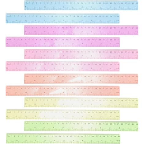 Règles en plastique transparent de 12 pièces pour les étudiants
