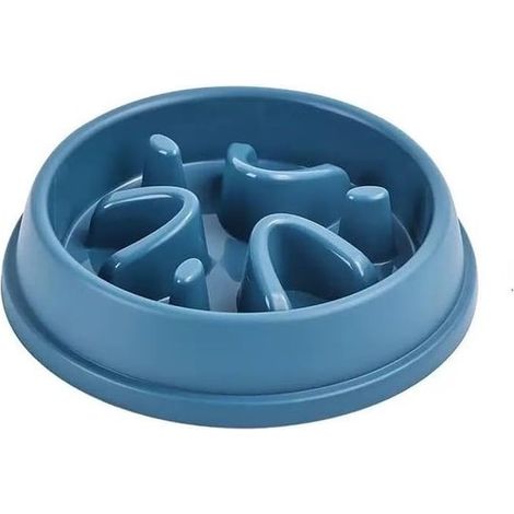 Gamelle anti-glouton pour chien - Design lisse - Ralentit la prise de nourriture - Grande taille - Bleu (1/5)