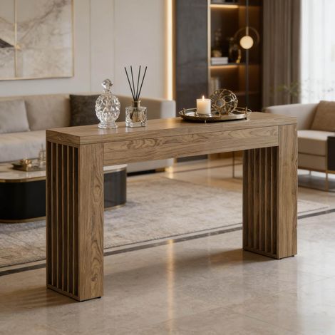 Tavolo consolle 150 cm in MDF marrone OKMYHOME (1/5)