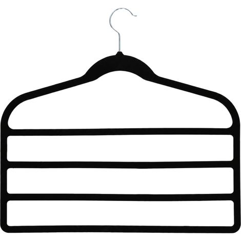 Hosenbügel, platzsparendes Design, mehrlagige Aufbewahrung, Schwarz 12 Stück (1/2)
