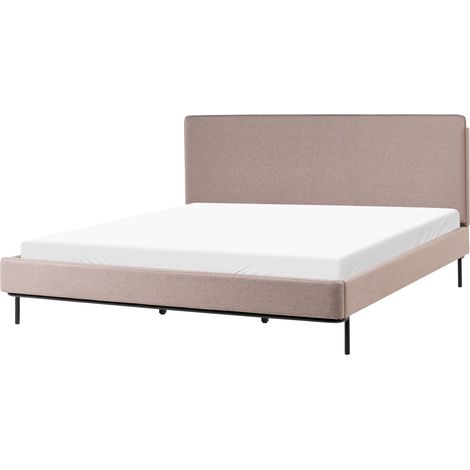 Cama con somier moderna de tela con cabecero tapizado gris pardo 180 x 200 cm Corio
