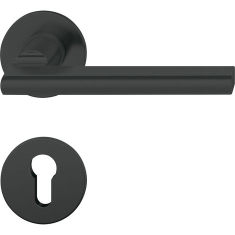 FSB Türbeschlag 1035  Türgriff auf Flachrosette PZ, 38-42  Aluminium schwarz (1/3)