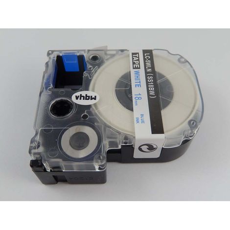 vhbw 1x Label Tape compatible with Epson OK300, OK200, OK500P, LW-400, LW-900P, LW-500, LM-700 Label Printer 18m x 8 mm, Blue on White