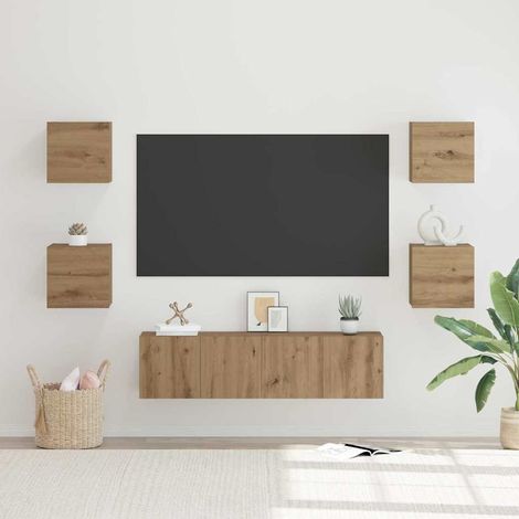 TV-Schrankset Wandmontiert 6 pcs Artisan-Eiche Holzwerkstoff