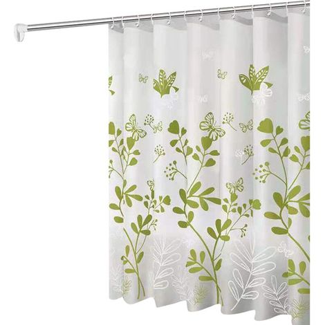 Rideau de Douche Large en Polyester Imperméable - Imprimé Vagues/Plage - avec Doublure et 12 Crochets Blancs - Plusieurs Tailles Disponibles (1/5)