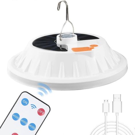Lampe solaire de camping à 120 LED avec télécommande, étanche IPX7, 5 modes d'éclairage pour tentes extérieures. (1/5)