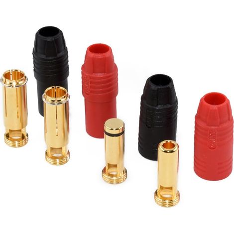 Lot de 2 paires de connecteurs d'allumage mâles et femelles plaqués or, fiches bananes pour batterie, contrôleur et charge (1 paire rouge + 1 paire noire) (1/5)
