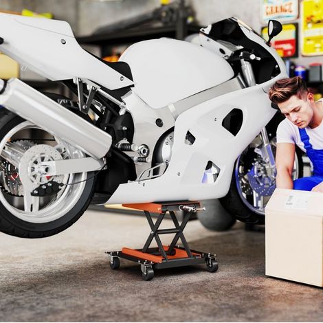 Cric moto 500 kg regolabile 135-390 mm con ruote, arancione HAVRYA (1/3)