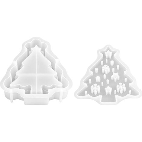 Moule à bougie sapin de Noël en silicone réutilisable, motif flocon de neige et étoile, béton, décorations de table (1/5)