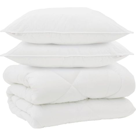 Duvet d'hiver avec oreiller 3 pcs Blanc Microfibre (1/5)