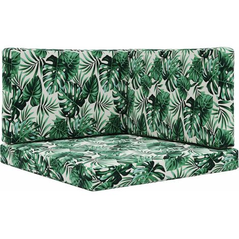 Coussin de canapé d'extérieur 3 pcs Motif feuille Polyester