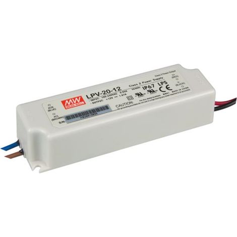 MW Mean Well Fuente de alimentación conmutada 12 V 20 W blanca