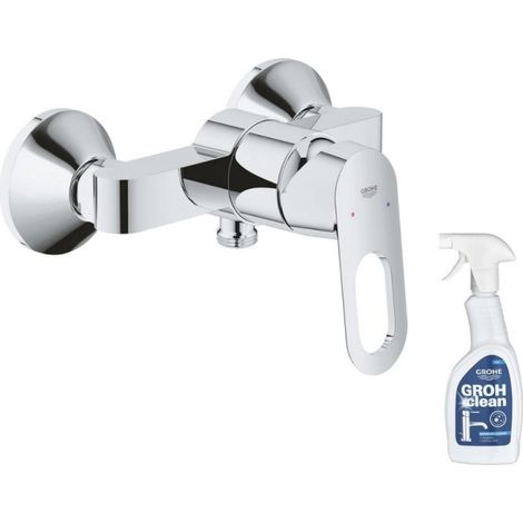 Grohe - Mezclador monomando de ducha BauLoop + limpiador de grifo GrohClean