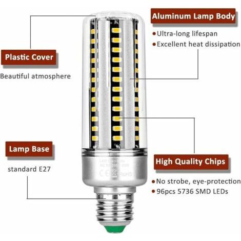 E27 25W LED-Lampe, warmweiß 3000K, 2500LM hohe Helligkeit, entspricht einer 200W Halogenlampe, nicht dimmbar, E27 LED-Maiskolbenlampe für Deckenleuchten, 2er-Pack [Energieklasse A+] (1/4)